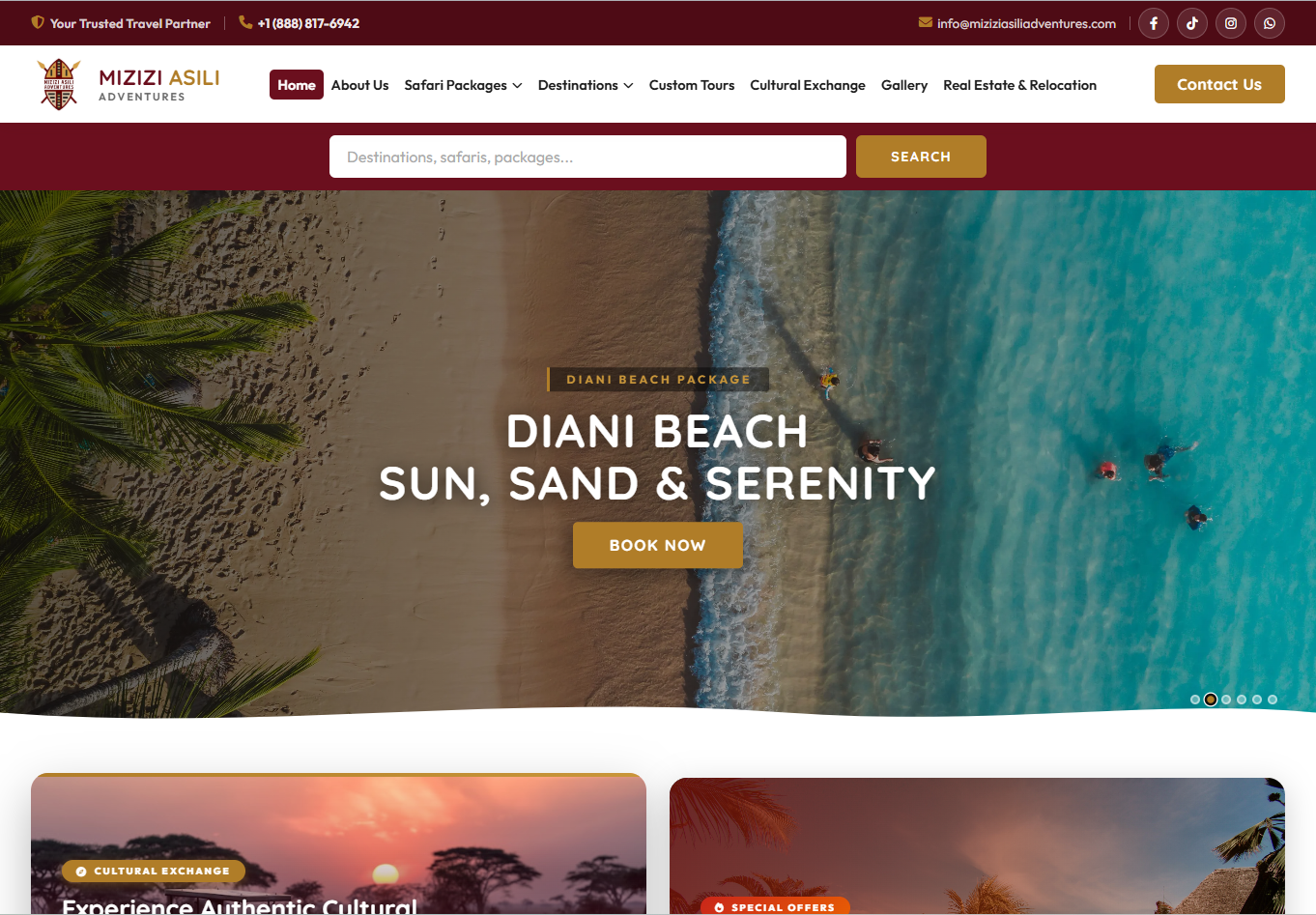 Mizizi Asili Adventures website